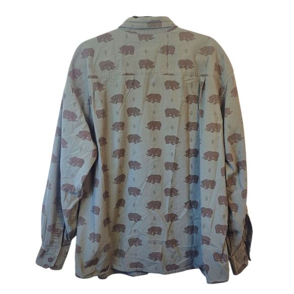 Woolrich Men's Olive Green Bear Button Down Shirt Size XL - Picture 2 of 6
